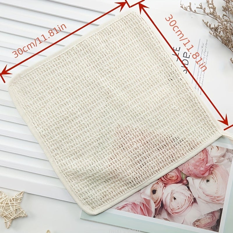 Natural Hemp Exfoliating Skin Wash Cloth Unscented Bath Foaming Square Towel Soft Facial Scrub Cloth 118 by 118 Inch - Image 5