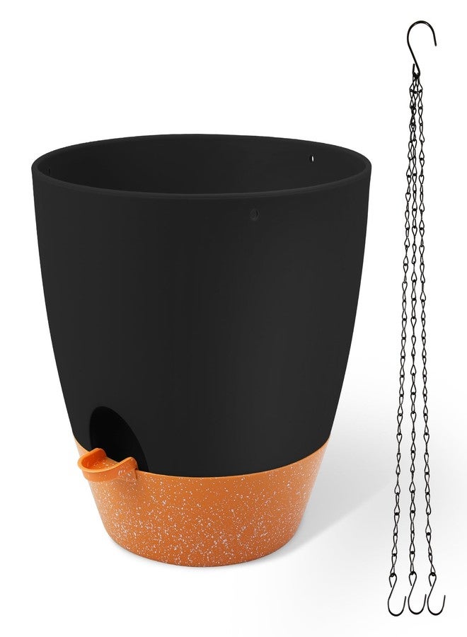 GARDIFE Large Hanging Planter, 12 inch Hanging planters for Indoor. Outdoor Plants, Self Watering Plant Pot, 2 Pack Plant Hanger, Black - Image 1