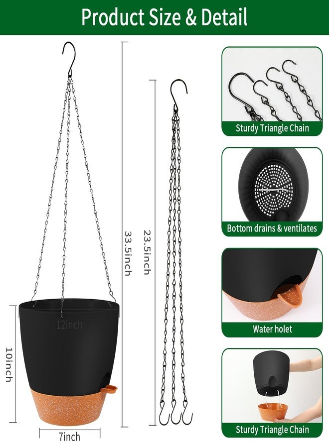 GARDIFE Large Hanging Planter, 12 inch Hanging planters for Indoor. Outdoor Plants, Self Watering Plant Pot, 2 Pack Plant Hanger, Black - Image 2