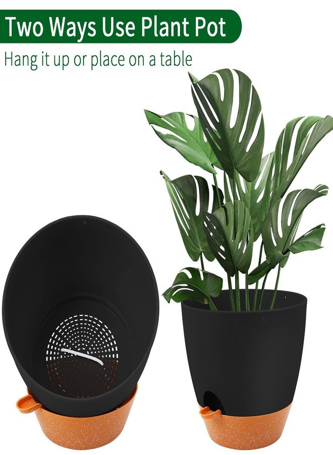 GARDIFE Large Hanging Planter, 12 inch Hanging planters for Indoor. Outdoor Plants, Self Watering Plant Pot, 2 Pack Plant Hanger, Black - Image 5