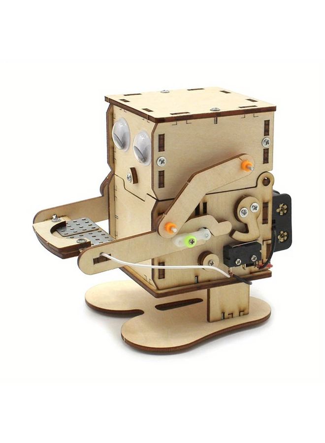 طقم نموذج خشبي لروبوت آكل العملات المعدنية يعمل بنظام DIY من نوع STEM للتعليم العلمي للأطفال - Image 1