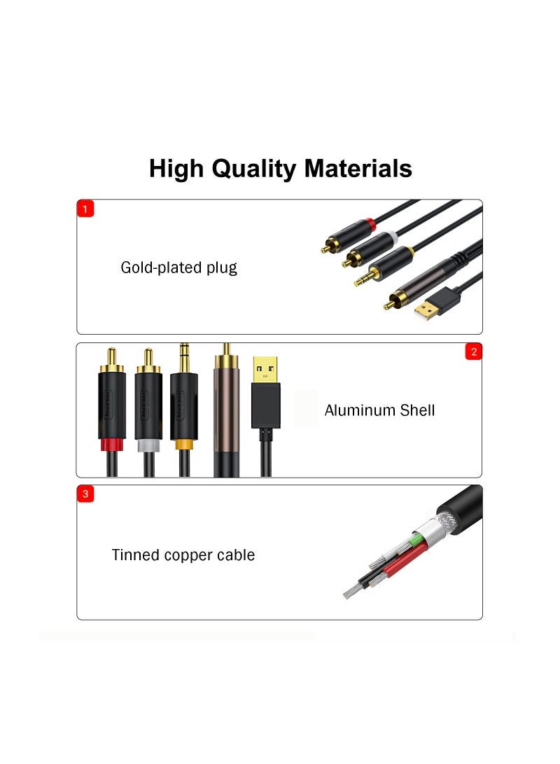 RCA to 3.5mm Audio Cable, Digital to Analog Audio Conversion Cable, Digital SPDIF Coaxial to Analog L/R RCA & 3.5mm AUX Stereo Audio Cable, for PS4 Xbox HDTV DVD Headphone, for Speaker (9.8 Feet) - Image 3