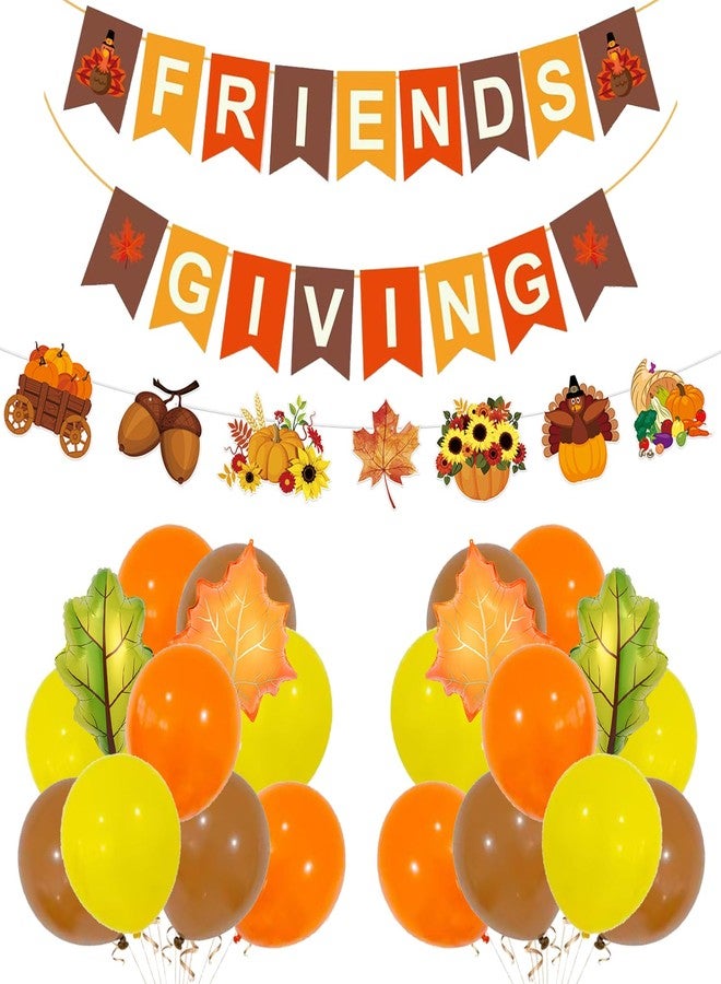 DECGOL 60Pcs Friendsgiving Decorations Banner Balloons for Friendsgiving Fall Home Thanksgiving Party Indoor outdoor Decor - Image 1