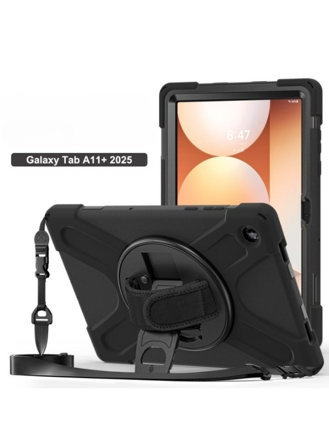 جراب مقاوم للصدمات لجهاز Samsung Tab A11 Plus 2025 مع فتحة للقلم وحزام يد قابل للدوران 360 درجة - Image 1