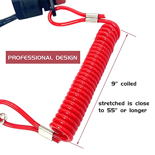 SKARUMMER Boat Engine Emergency Stop Switch Safety Tether Lanyard Replacement for Yamaha Tohatsu Honda - Boat Kill Switch Key 6E9-82575-00-00 6E9-82575-01-00 6E9-82575-02-00 18-65450 - 55 inch Long - Image 4