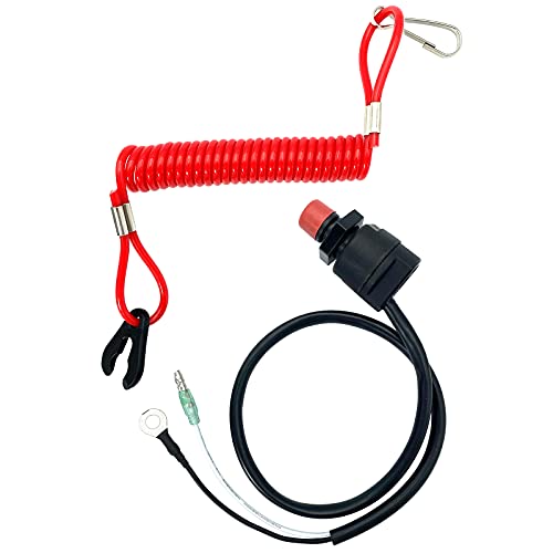 SKARUMMER Boat Engine Emergency Stop Switch Safety Tether Lanyard Replacement for Yamaha Tohatsu Honda - Boat Kill Switch Key 6E9-82575-00-00 6E9-82575-01-00 6E9-82575-02-00 18-65450 - 55 inch Long - Image 1