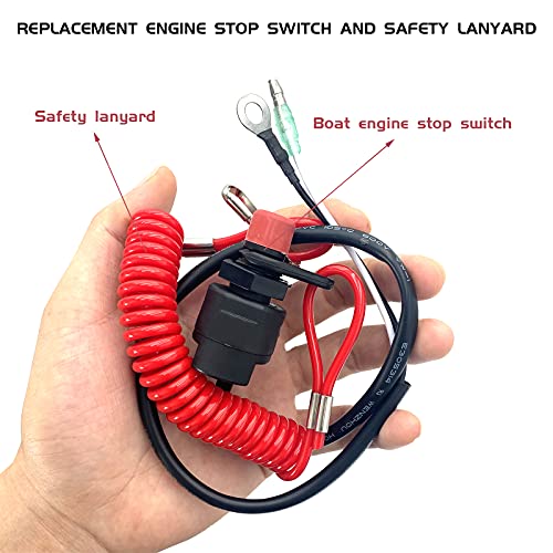 SKARUMMER Boat Engine Emergency Stop Switch Safety Tether Lanyard Replacement for Yamaha Tohatsu Honda - Boat Kill Switch Key 6E9-82575-00-00 6E9-82575-01-00 6E9-82575-02-00 18-65450 - 55 inch Long - Image 2