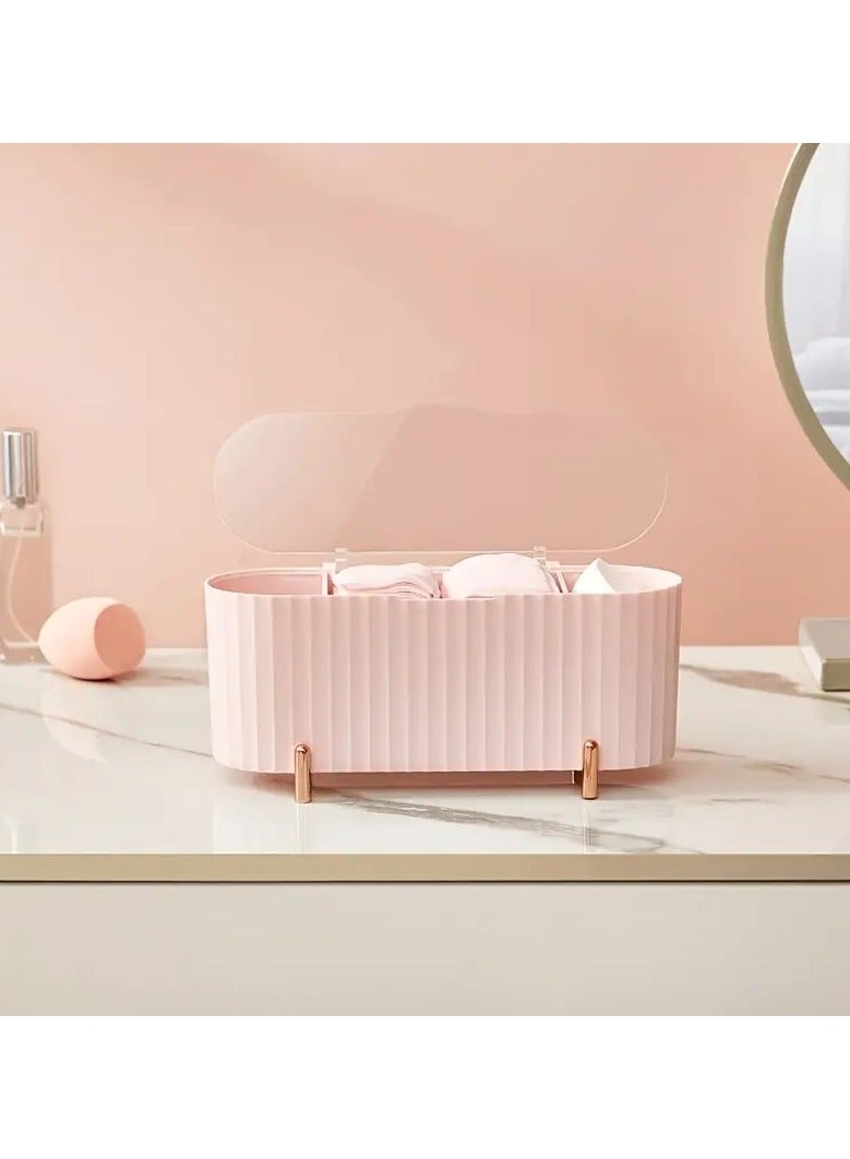 ORiTi Dustproof Desktop Cosmetic Storage Box keep Your Makeup,Swabs , and Jewerly Organized and Protected - PINK  - Image 3