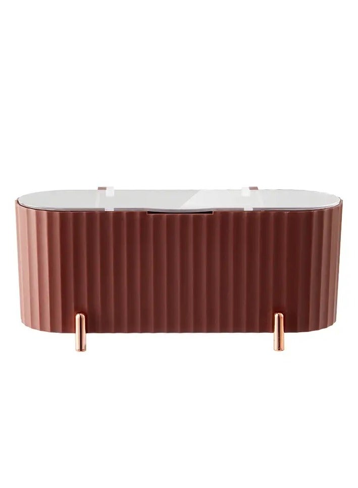 ORiTi Dustproof Desktop Cosmetic Storage Box keep Your Makeup,Swabs , and Jewerly Organized and Protected - PINK  - Image 1