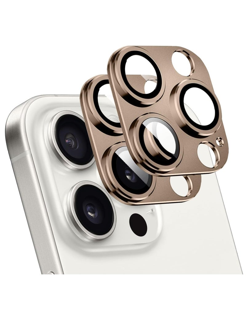 ELTRAZONE (2 Pack) Camera Lens Protector for iPhone 16 Pro/16 Pro Max – Alloy Metal Camera Cover with Tempered Glass (Desert Titanium) - Image 1