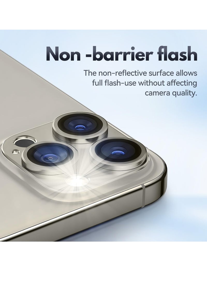 ELTRAZONE (2 Pack) Camera Lens Protector for iPhone 16 Pro/16 Pro Max – Alloy Metal Camera Cover with Tempered Glass (Desert Titanium) - Image 4
