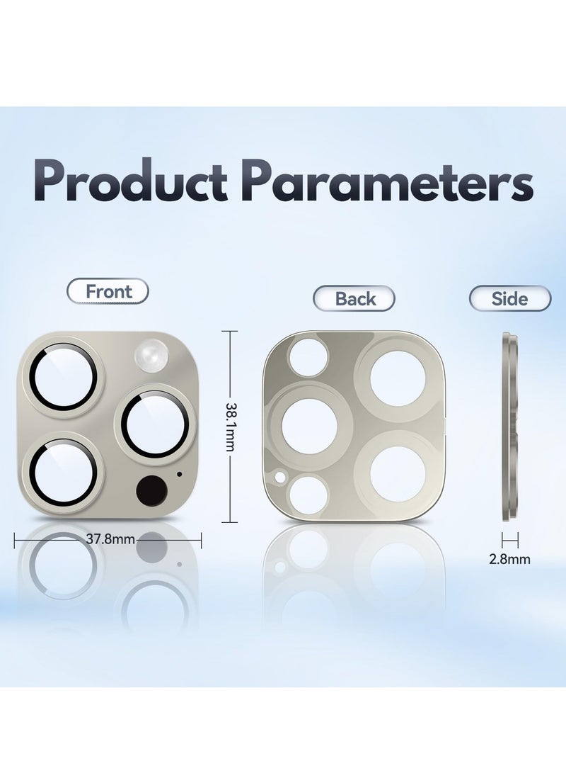 ELTRAZONE (2 Pack) Camera Lens Protector for iPhone 16 Pro/16 Pro Max – Alloy Metal Camera Cover with Tempered Glass (Desert Titanium) - Image 5