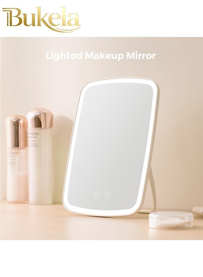 Bukela Makeup Mirror with Lights USB Rechargeable Vanity Mirror Touch Adjustable 3 Color Lighting Modes Lighted Makeup Mirror LED Brightness Adjustable Portable Makeup Mirror for Makeup Desk - Image 3