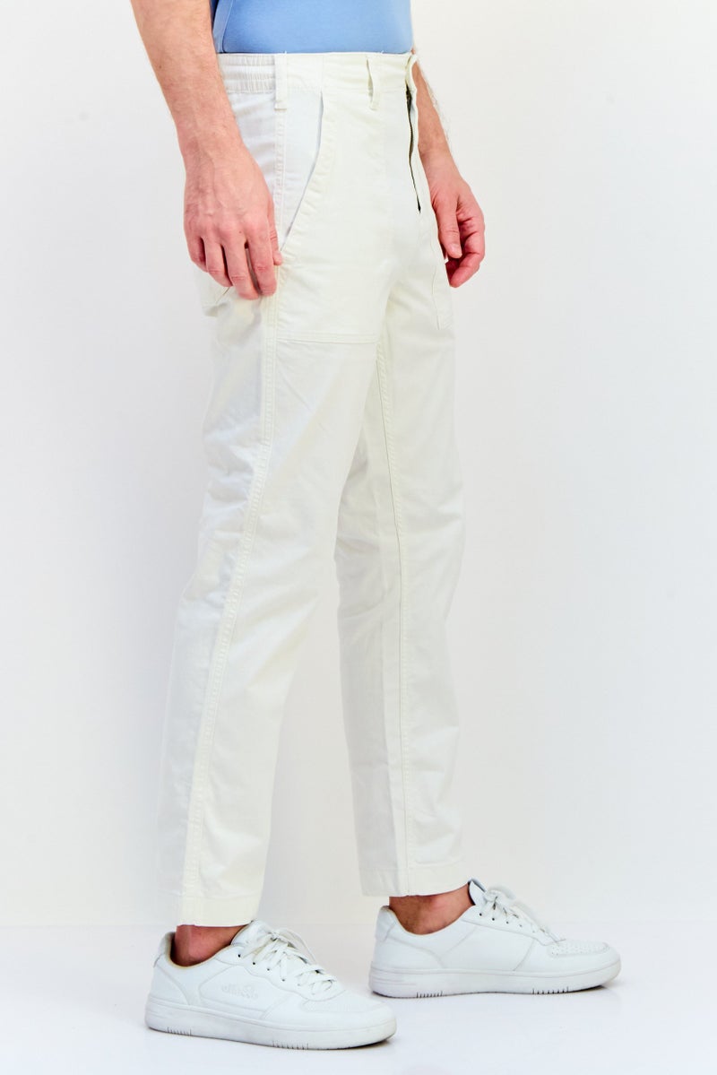 Celio Men Regular Fit Solid Straight Leg Pants, Off White - Image 3