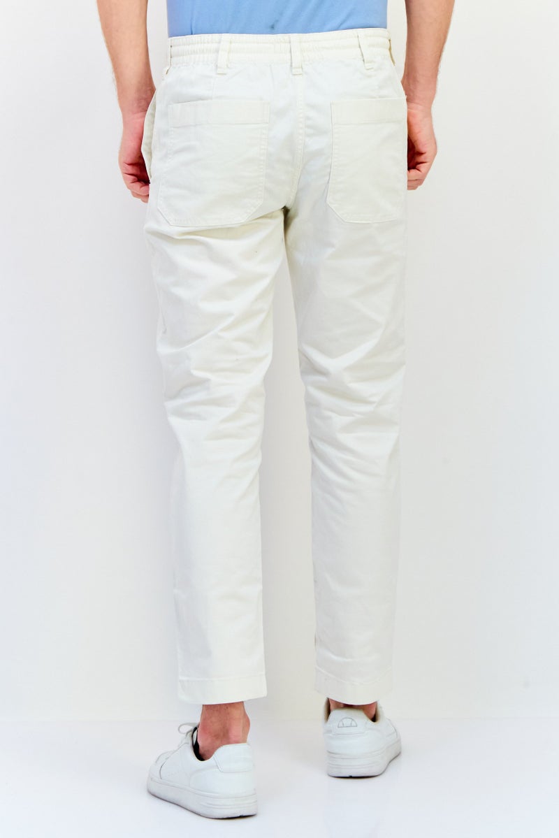 Celio Men Regular Fit Solid Straight Leg Pants, Off White - Image 2