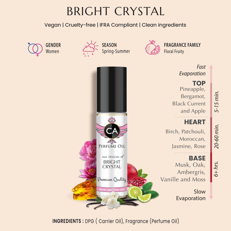 CA Perfume Impression of Bright Crystal for Women Eau De Parfum Floral Fruity Scent Long Lasting Perfumes for Women Travel Size TSA Ready for Day and Night Wear 0.33 Fl Oz 10ml - Image 2