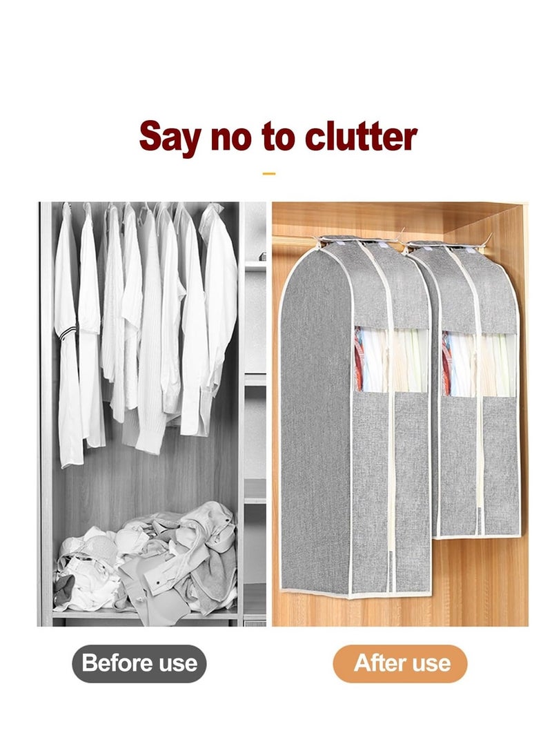 SYOSI Clothes Storage Bags with Zipper, Transparent Window Cotton Garment Bags for Hanging Clothes Storage for Clothes, Coats, Jackets, Shirts (Color : Light Grey#1020, Size : 60x28x105cm) - Image 2