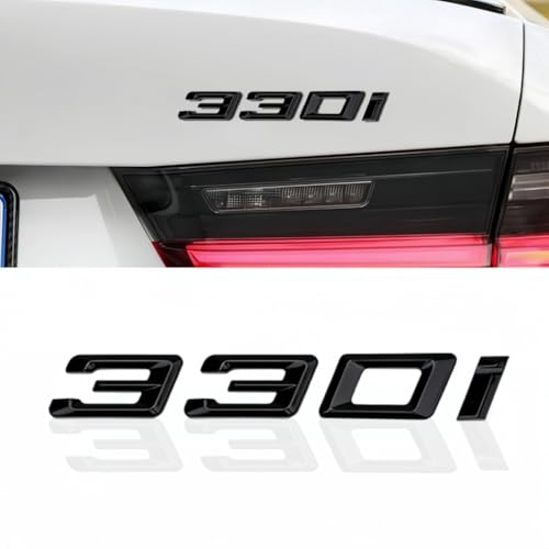 QOMAGO Car Emblem Compatible with 330i Gloss Black Trunk lid Rear Emblem Badge Excellent ABS Material - Image 1