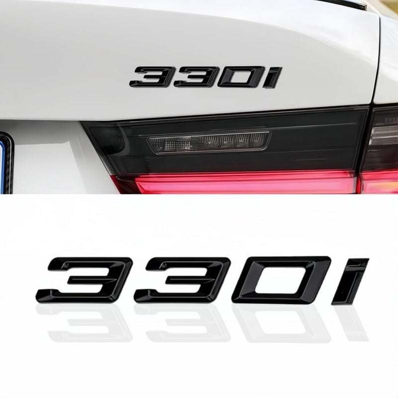 QOMAGO Car Emblem Compatible with 330i Gloss Black Trunk lid Rear Emblem Badge Excellent ABS Material - Image 3