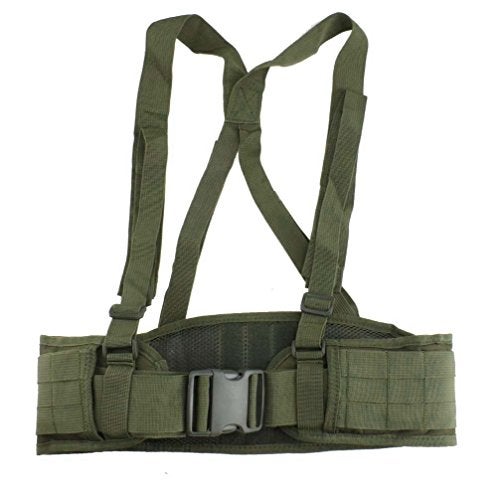 FAMI Tactical Battle Combat Airsoft Padded Equipment Molle Waist Belt with Adjustable Suspenders Free Straps for Patrol Army Training Outdoors Duty- Military Green - Image 3