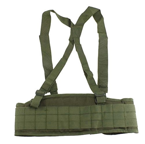 FAMI Tactical Battle Combat Airsoft Padded Equipment Molle Waist Belt with Adjustable Suspenders Free Straps for Patrol Army Training Outdoors Duty- Military Green - Image 2