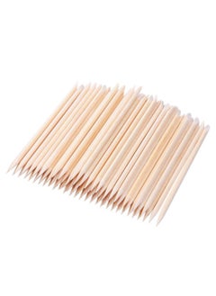 KHAJUL 100 PCS Orange Wooden Sticks, Double-End Wood Cuticle Pusher Nail Art Manicure Pedicure Tools (Orange )  - Image 1