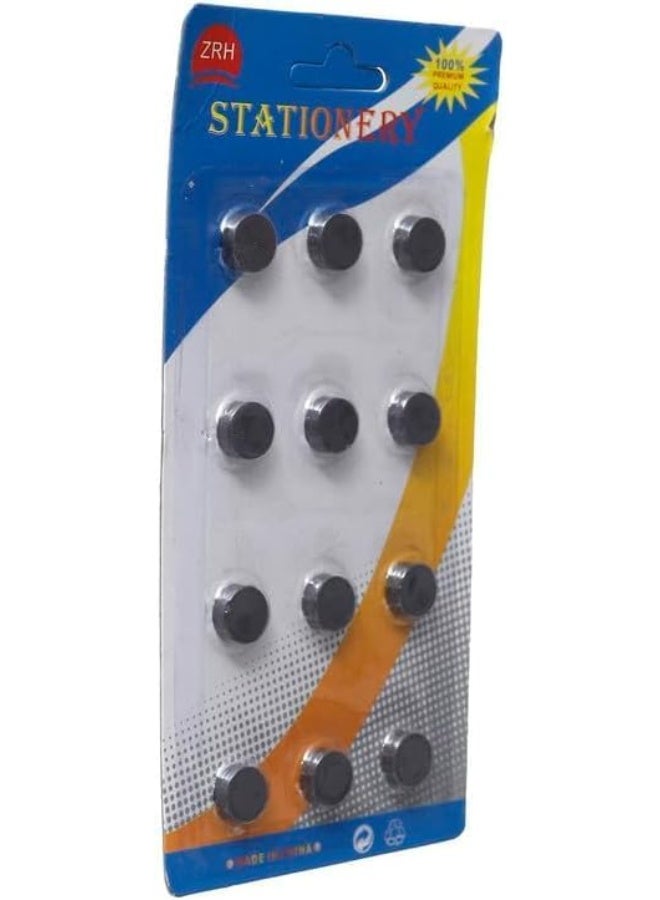 ZRH Card 12 round black magnets for board and refrigerator - 15 mm - Image 1