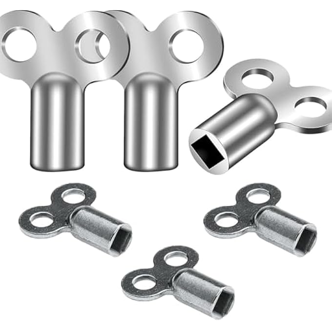 6-PIECE SILVER RADIATOR VENT KEY, UNIVERSAL HEAVY-DUTY RADIATOR VALVE KEY, USED FOR VENTING FROM ALL HEATING SYSTEM TYPES - Image 1