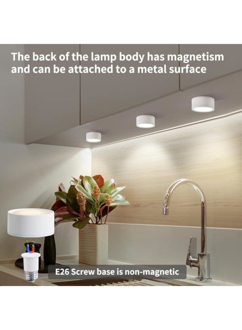 SYOSI عبوة 2 من أضواء LED اللاسلكية - مصابيح بطارية قابلة للتعتيم مع تحكم عن بعد، تصميم لولبي E27 لمصابيح غير كهربائية لتزيين المنزل والخزائن - Image 3