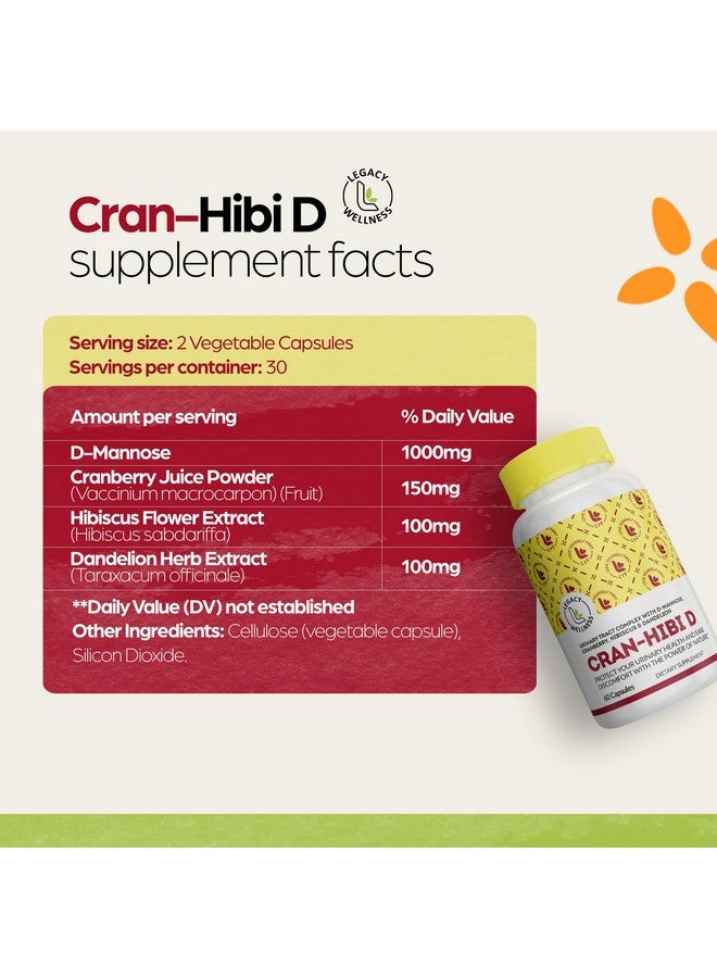 LegacyNutra Legacy Wellness Cran-Hibi-D: D Mannose with Cranberry, Hibiscus & Dandelion Capsules - Urinary Tract Health - Natural Cleanse, Bladder Support, Detox Flush, Herbal UT Supplement Pills for Men & Women - Image 5