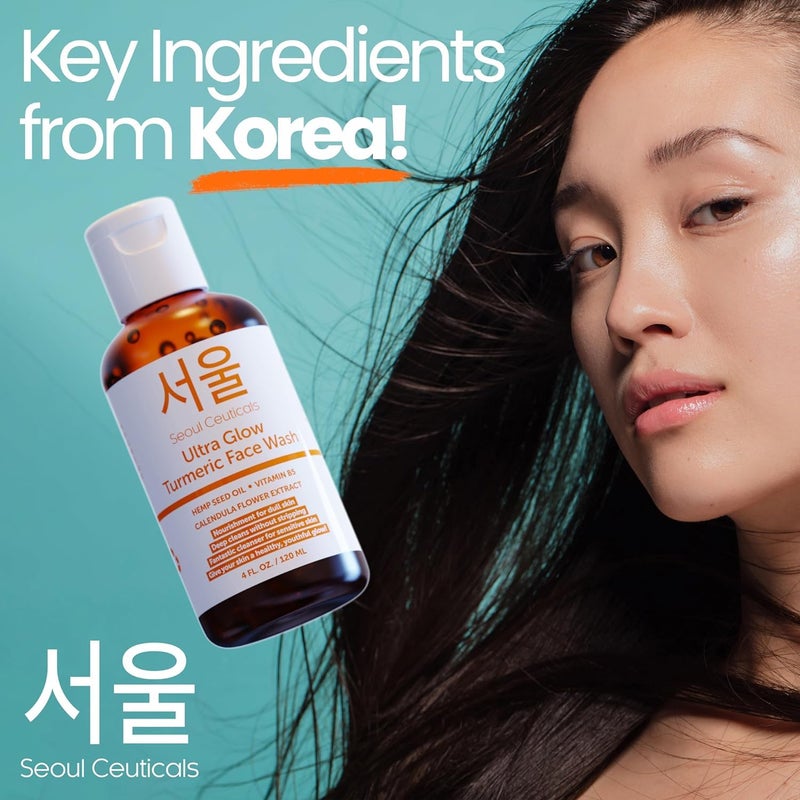 SeoulCeuticals Korean Turmeric Face Wash Cleanser â€“ Vegan Cruelty Free Korean Skincare Facial Cleanser â€“ K Beauty Skin Care for Dry Sensitive Skin 4oz - Image 3