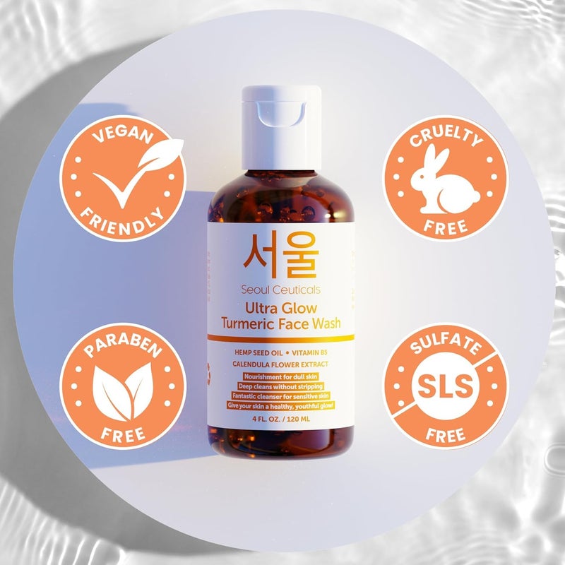 SeoulCeuticals Korean Turmeric Face Wash Cleanser â€“ Vegan Cruelty Free Korean Skincare Facial Cleanser â€“ K Beauty Skin Care for Dry Sensitive Skin 4oz - Image 5