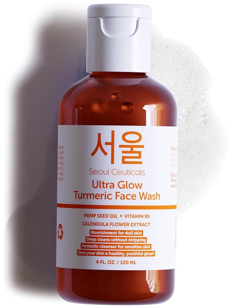 SeoulCeuticals Korean Turmeric Face Wash Cleanser â€“ Vegan Cruelty Free Korean Skincare Facial Cleanser â€“ K Beauty Skin Care for Dry Sensitive Skin 4oz - Image 1