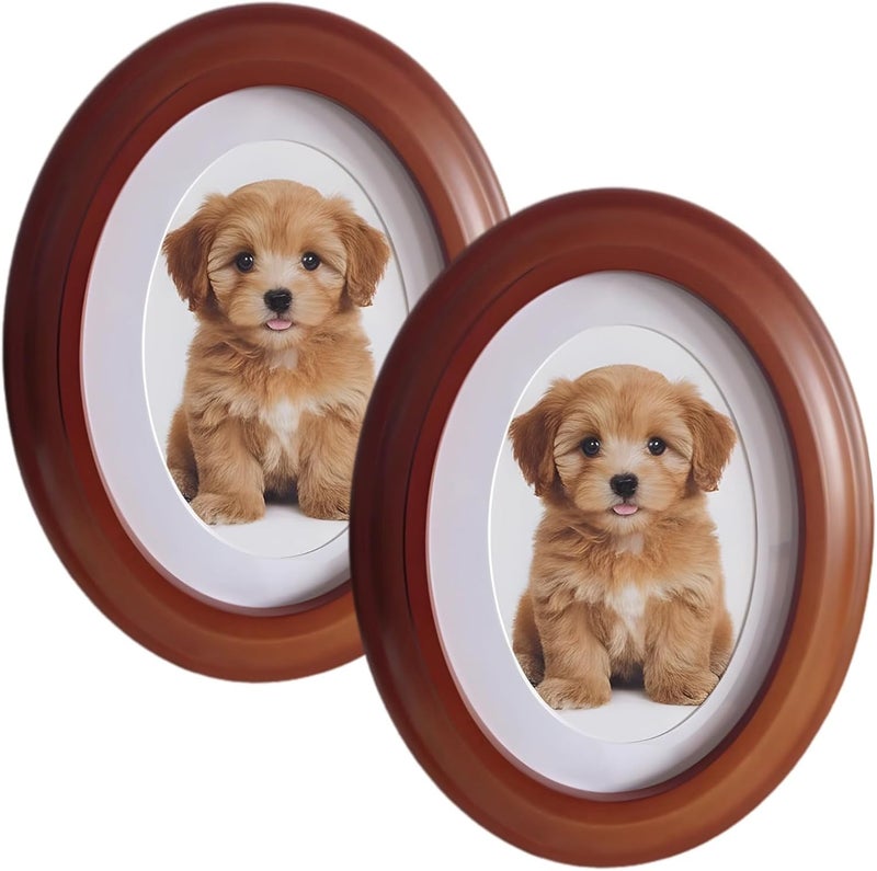 Oval Photo Frames, European Gallery, Wood Finish, 6.69 X 8.66 in, 2 Pieces - Image 1