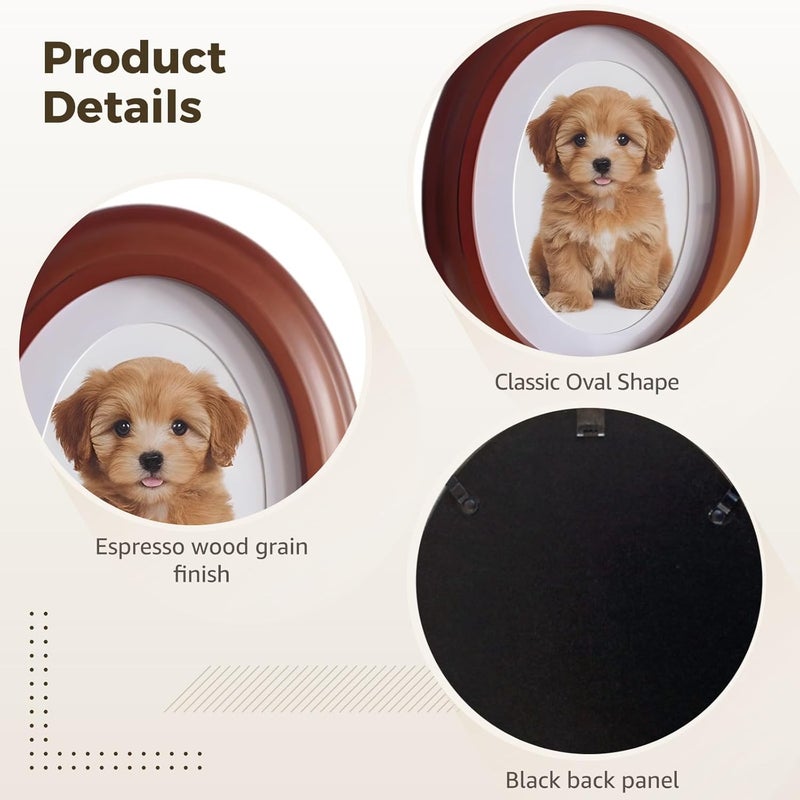 Oval Photo Frames, European Gallery, Wood Finish, 6.69 X 8.66 in, 2 Pieces - Image 3