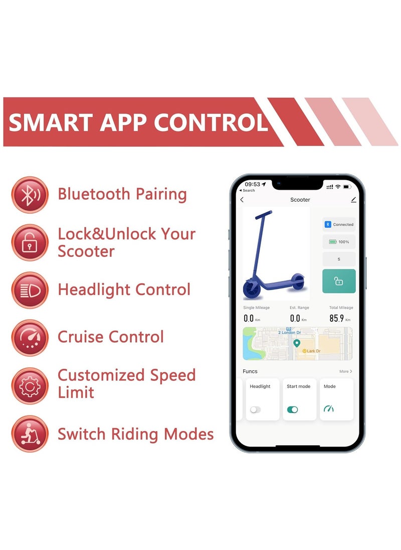 MAXSHOT V1 Electric Scooter - 350W Motor, Max 21 Miles Long Range, 19Mph Top Speed, 8.5" Tires, Portable Folding Commuting Electric Scooter Adults with Dual Braking System and App Control