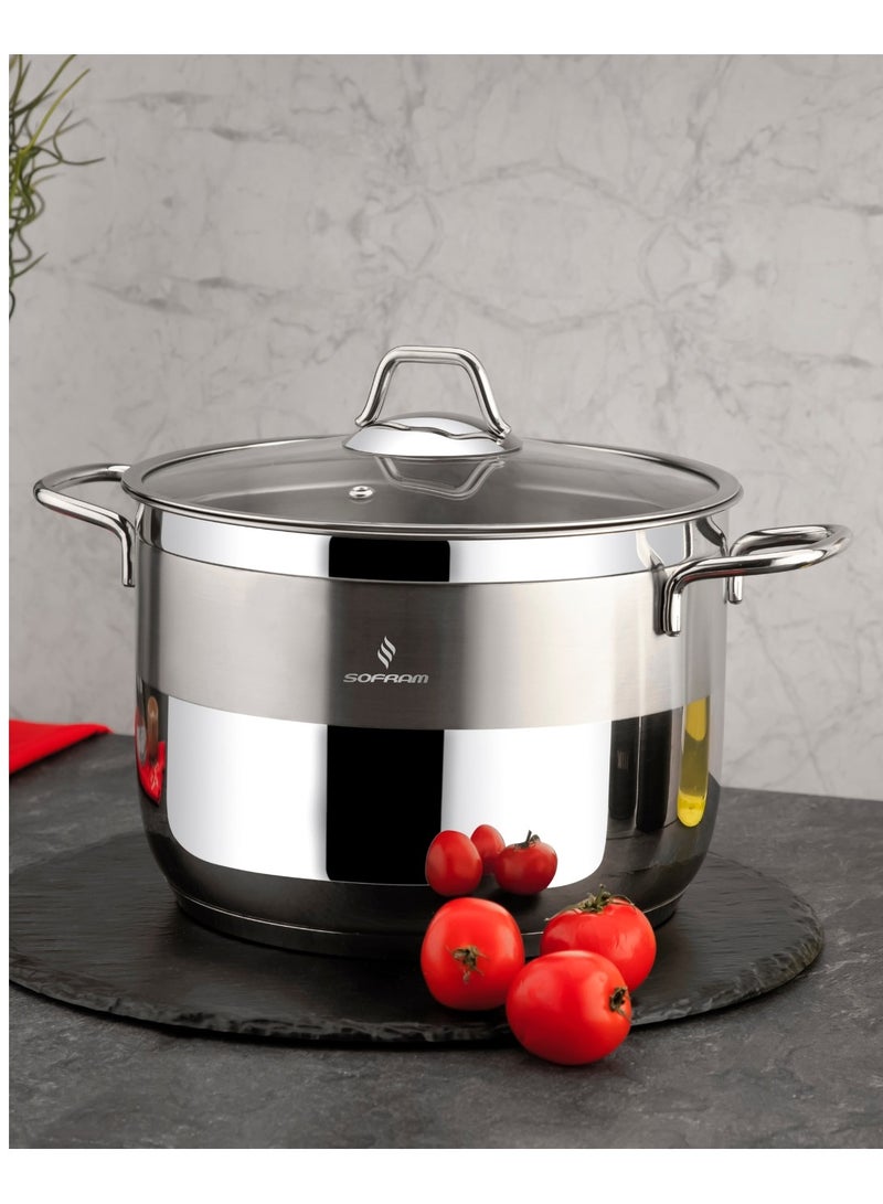 سوفرام قدر طبخ سوفرام استيل تركي غطاء زجاج مقاس 30 سم - Image 1