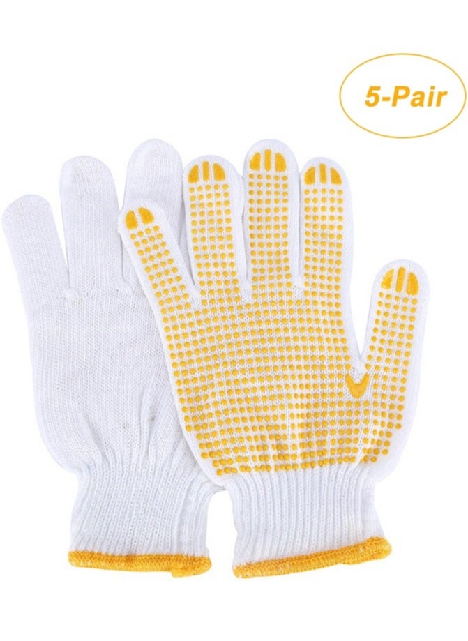 MileMelo 5-Pair Pvc Glue Dispensing Anti-skid Anti Scratch Gloves Yellow/White  - Image 1