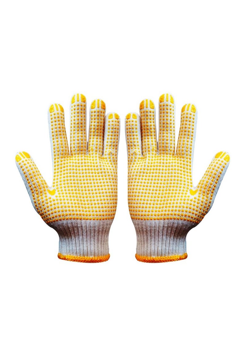 MileMelo 5-Pair Pvc Glue Dispensing Anti-skid Anti Scratch Gloves Yellow/White  - Image 2