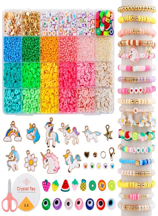 VIRADHAM Unicorn Bracelet Making Kit for Girls - DIY Jewelry Making Set with Clay Beads, Charms & Accessories - Creative Craft Kit for Kids Age 6-12, Fun Arts & Crafts Gift for Girls - Image 1