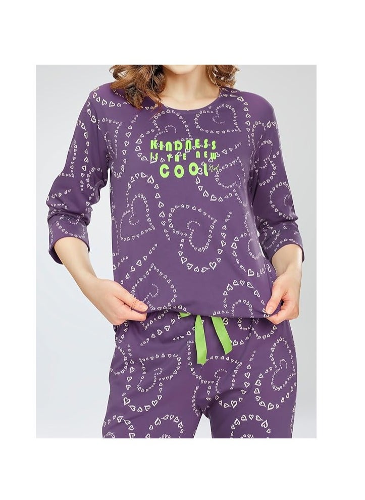 Accessorize Kingdom - Night Suit for Women's Heart Printed Cotton Night Dress of Top and Pajama Set - Image 1