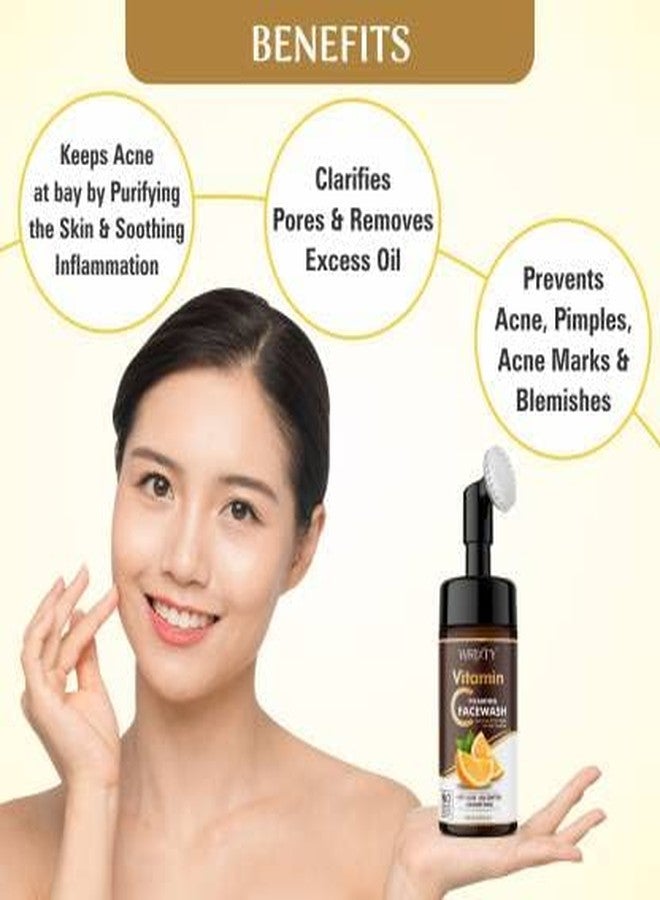 Wrixty Vitamin C Foaming Face Wash With Built-In Face Cleanser Brush | For Deep Cleansing | No Parabens, Sulphate, Silicones - 450ml - Image 4