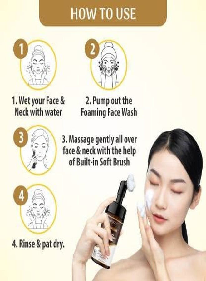 Wrixty Vitamin C Foaming Face Wash With Built-In Face Cleanser Brush | For Deep Cleansing | No Parabens, Sulphate, Silicones - 450ml - Image 5