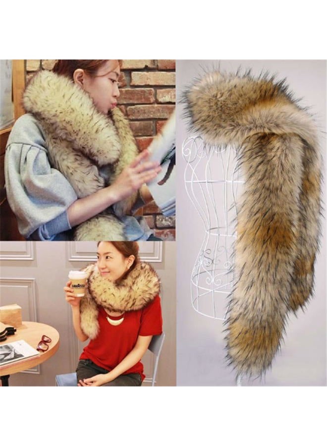 LDFWAY Long Men Women Faux Fur Collar Winter Warm Wrap Stole Scarf Shawl Shrug, Brown 180cm/70.8inch, L - Image 3