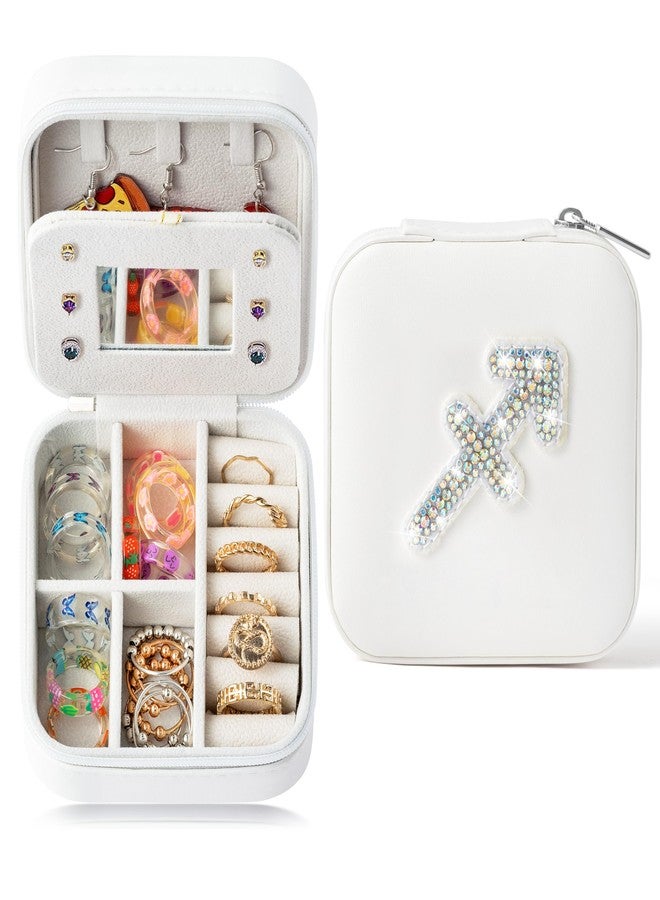 K1tpde Zodiac Travel Jewelry Case for Women, Small Organizer Box for Ring Earring Pendant Necklace Bracelet, Birthday Gifts for Mom, Lover, Sagittarius - Image 1