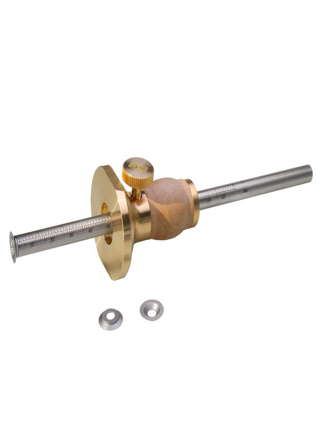 MKC Wheel Marking Gauge Kit with 2 Extra Cutter Wheels, Anti Roll Brass Head with Hornbeam Wood Holder, Metric and Imperial Micro Adjuster Ruler, Woodworking Tools Scriber for Woodwork - Image 1