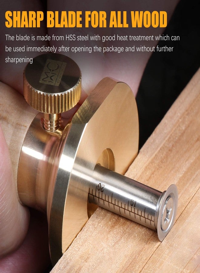MKC Wheel Marking Gauge Kit with 2 Extra Cutter Wheels, Anti Roll Brass Head with Hornbeam Wood Holder, Metric and Imperial Micro Adjuster Ruler, Woodworking Tools Scriber for Woodwork - Image 4