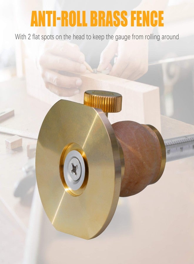 MKC Wheel Marking Gauge Kit with 2 Extra Cutter Wheels, Anti Roll Brass Head with Hornbeam Wood Holder, Metric and Imperial Micro Adjuster Ruler, Woodworking Tools Scriber for Woodwork - Image 5