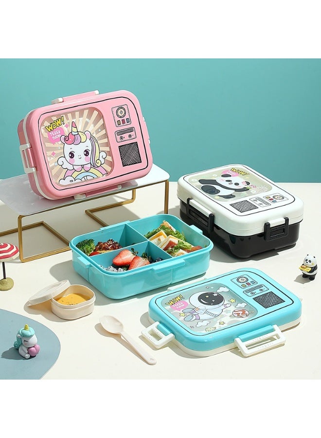 Mobcos Panda White Plastic Multi-Compartment Portable Kids Lunch Box with Secure Locking Lid for Fresh and Organized Meals - Image 5