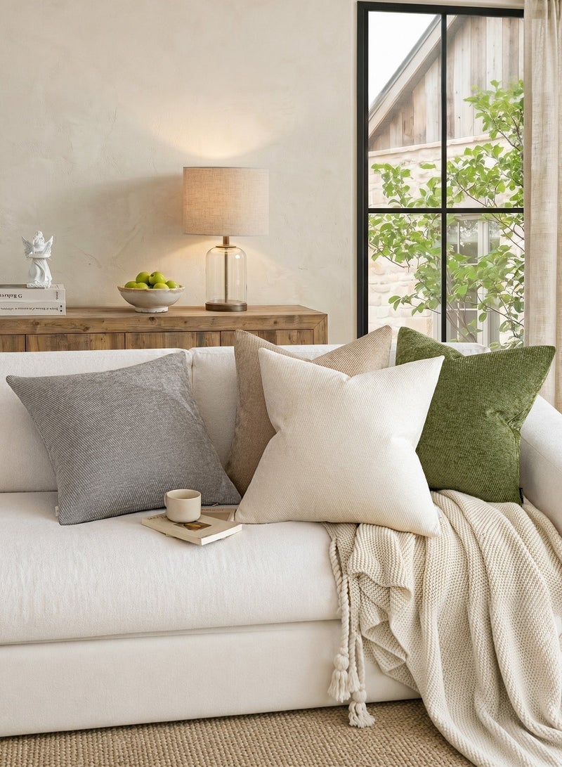 a moment Pack of 2 Decorative Chenille Throw Pillow Covers with Twill Cushion Covers for Sofa Living Room Couch Bed 45x45 CM Moss Green - Image 3